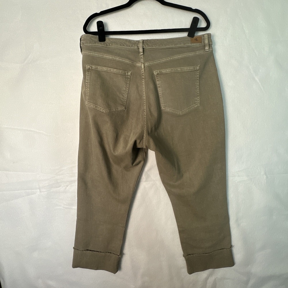 Lauren Ralph Lauren Regal Straight Crop Jeans Khaki Brown High Rise Size 16 - Picture 11 of 16